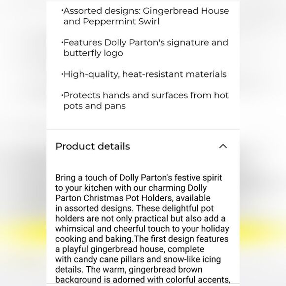 Dolly Parton Gingerbread House Holiday Oven Mitt - Picture 4 of 7